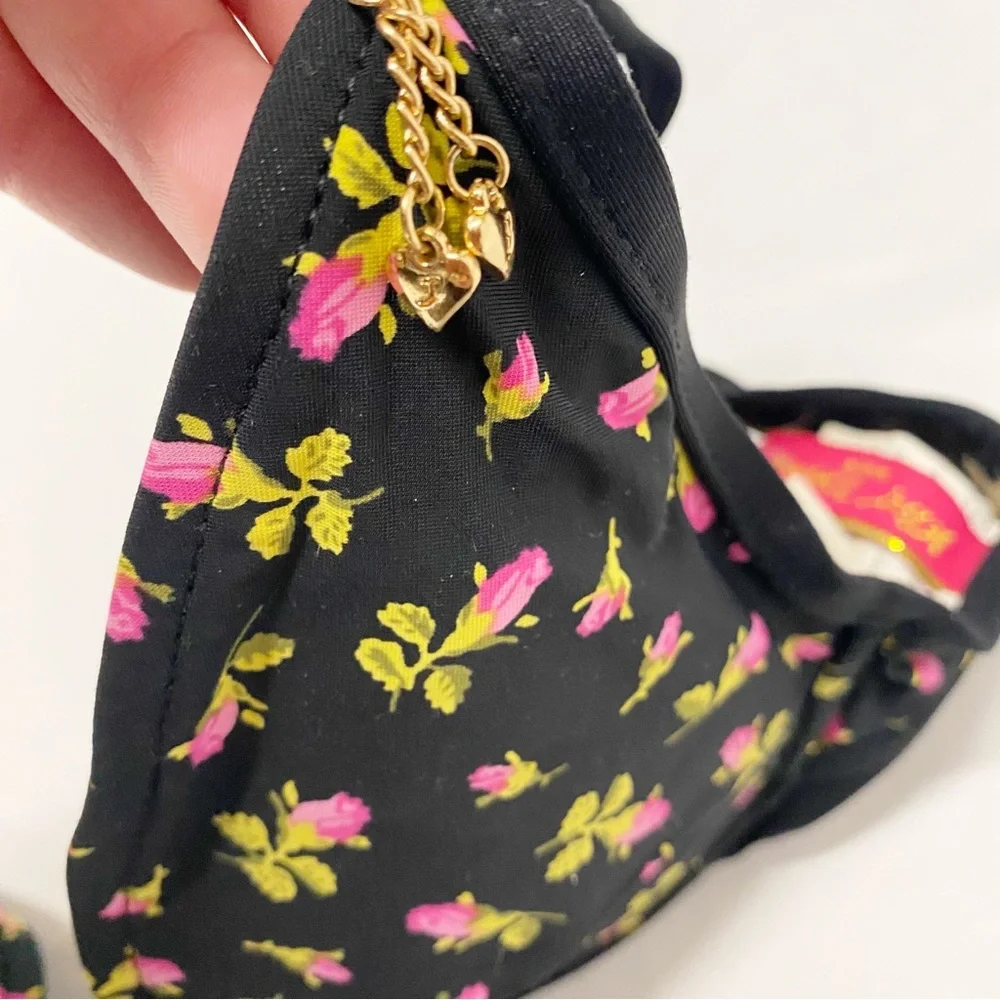 •SOLD• Betsey Johnson Vintage Black, Pink & Leopard Ditsy Floral Print Bikini - Picture 11 of 11